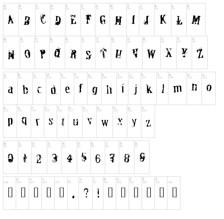 Officer Down font map